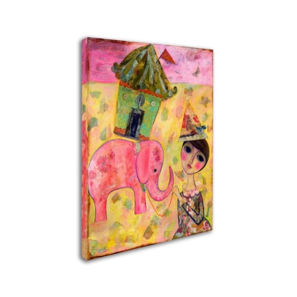 Wyanne 'Big Eyed Girl Pink Elephant Circus' Canvas Art,18x24